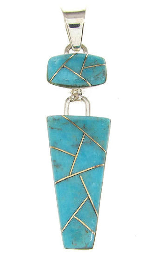 Southwestern Turquoise Inlay Jewelry Silver Pendant OS58425